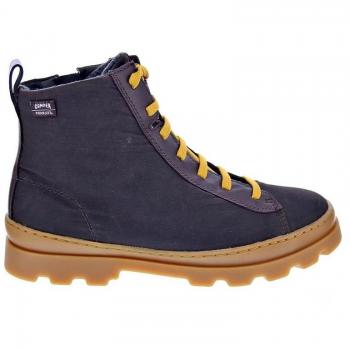 Camper Brutus Kids Brown Lace-Up Boots - Cotton Fabric/Smooth Leather