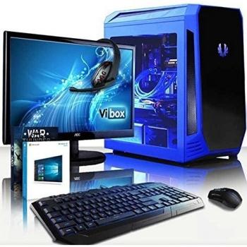VIBOX Centre Paquet 4.21 Gaming PC - 4,2GHz CPU 4-Core AMD, GPU GTX 1050, Avanzado, Ordenador de sobremesa Gaming con enfriador por agua paquete con juegos 2, con monitor, Windows 10, Iluminaciàn interna azul