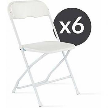 Juego de 6 sillas plegables Rekkema - Blancas - 40 x 45 x 81 cm - Polietileno