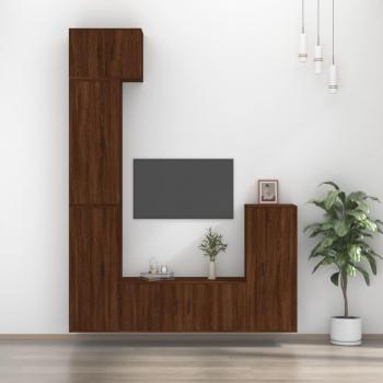 Set de muebles para TV 5 piezas de madera contrachapada roble marrón con múltiples capas