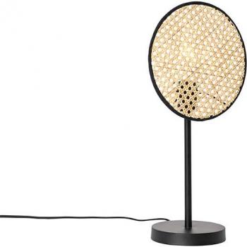 Lámpara de sobremesa rural negra con ratán 25 cm - Kata, E27, adecuada para LED