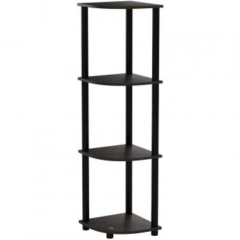 FURINNO Toolless Shelves, 12078DB-WG/BK, Dark Brown Grain/Black, one size