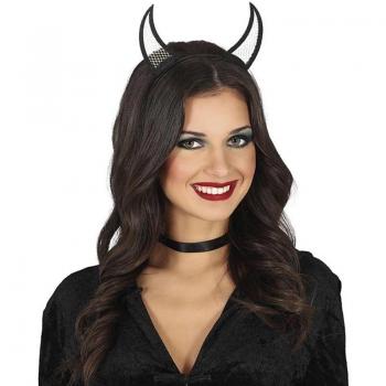 Diadema de Cuernos Demonio Negro