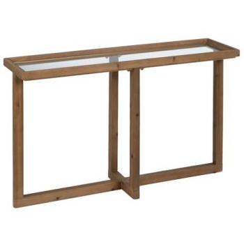 Consola de Madera Natural con Cristal Templado 120x33x75 cm