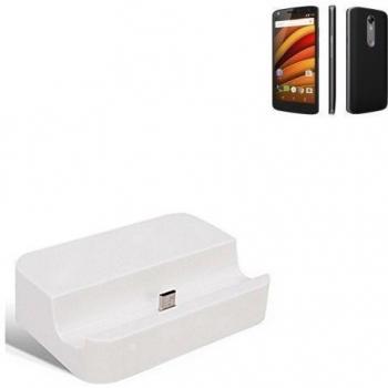 Dock USB Micro adecuado para el Motorola Moto X Force, blanco | estación de carga incluyendo el cable USB 2.0 cable de datos / cargador, la horquilla del muelle de escritorio cargador universal adecuado para el teléfono móvil para smartphones con conec