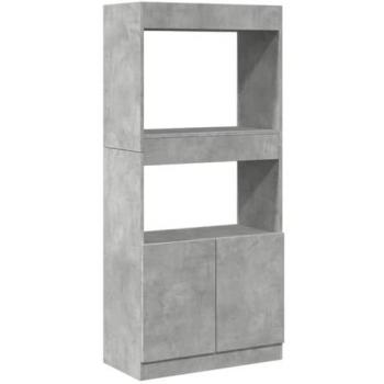 Aparador de madera de ingeniería gris hormigón 63x33x140 cm
