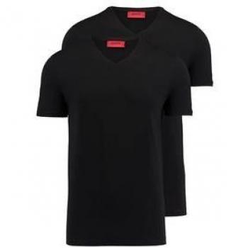 HUGO Pack 2 Camisetas Cuello Pico Slim Fit Negro de Algodón Elástico para Hombre