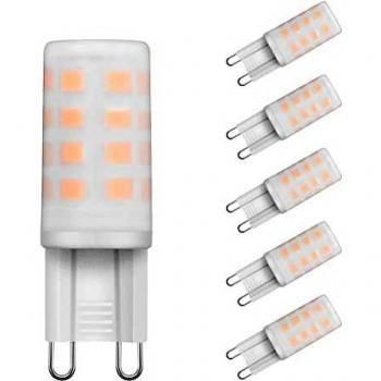 Pack de 6 Bombillas LED G9 4W, 3000K Blanco Cálido, 300 Lúmenes, AC 230V, Equivalente a Bombillas Hálogenas de 40W G9, Lámpara LED G9 sin Parpadeo no Regulable, ángulo de Haz 360 Grados