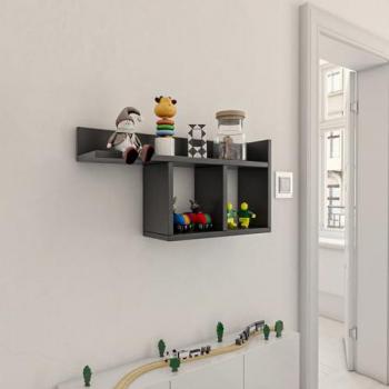 Estantería de Pared Åsele 2 Niveles Aglomerado 72x18x37cm - Antracita