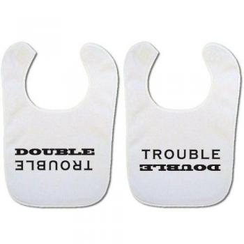 Twin novelty Baby bibs 'Double Trouble'