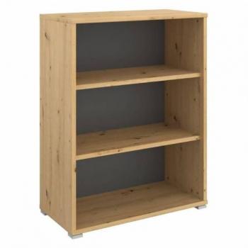 Estantería Baja Venture Oficina Despacho 3 Estantes Roble Artesano y Gris Oscuro 82x107x41 CM