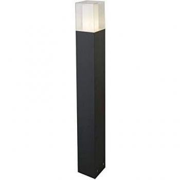 Bolardo de jardín exterior de aluminio fundido gris oscuro, 1 bombilla, diseño angular, 90 cm