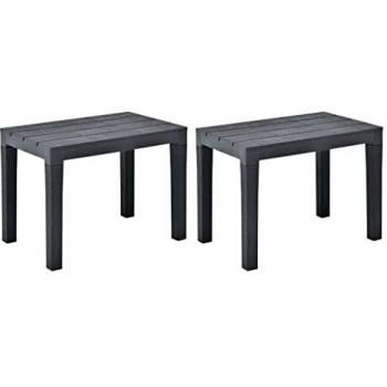 Anthracite Plastic Garden Benches Set of 2