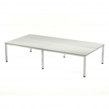 MESA DOBLE EXECUTIVE CROMADA ROCADA 163x360 CM TABLERO EN MELAMINA GRIS