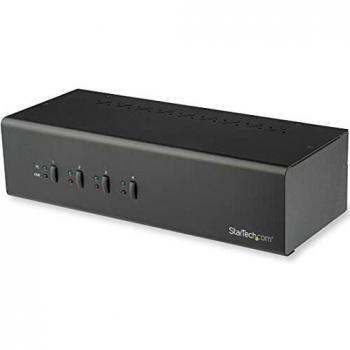 StarTech.com Switch Conmutador KVM de 4 Puertos DVI con Enlace Doble y Vídeo Doble - 4K 60Hz - KVM que Cumple con TAA