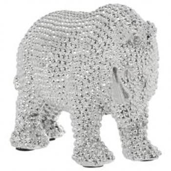 Figura Decorativa Rinoceronte Plateado de Acrílico y Plástico Melamina - Alexandra House Living