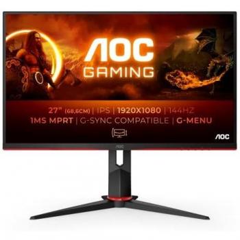 Monitor Gaming AOC 27G2 - Pantalla Full HD 27 (1920 x 1080, HDMI, DisplayPort, Free-Sync, 1 ms, 144 Hz) Negro/Rojo