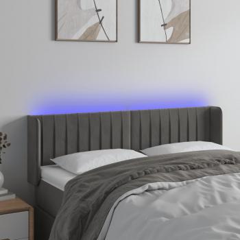 Cabecero LED de terciopelo gris oscuro 147x16x78/88 cm