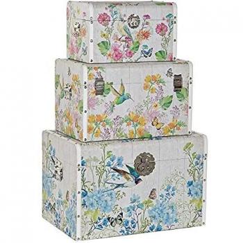 Baúl DKD Home Decor Poliuretano Madera Pájaros