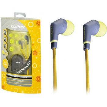 CLiPtec Neonaltica - Intrauriculares con cancelación de ruido y cable plano antinudos, color amarillo