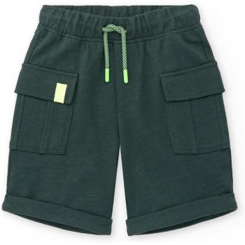 Bermuda de niño en felpa verde con bolsillos cargo Tuc Tuc