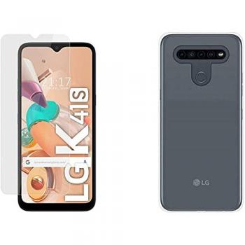 Pack 2 en 1 Funda de Gel Transparente y Protector de Cristal Templado para LG K41s