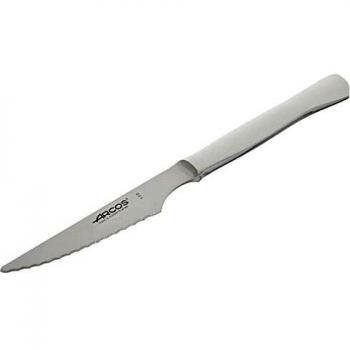 Arcos Serie Cuchillos de Mesa, Cuchillo Chuletero, Hoja Serrada de Acero Inoxidable de 110 mm, Cuchillo Monoblock Acero Inoxidable Color plata
