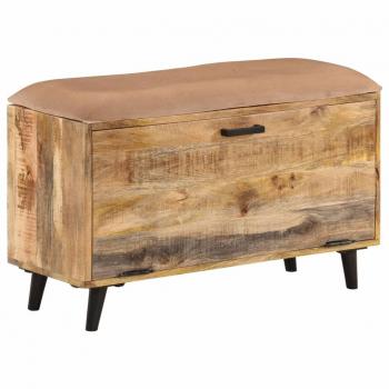 Banco zapatero de madera maciza de mango 80x30x45 cm Marrón