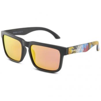 Gafas de sol Hydroponic Mersey black flower orange mirror, diseño moderno, lentes espejados en color naranja, montura negra con estampado floral