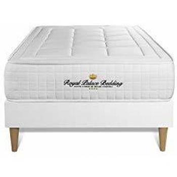 Conjunto de Cama Royal Palace - Base Tapizada Blanca + Colchón de Espuma Viscoelástica 90 x 190 cm