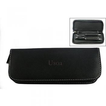 Set de pluma en estuche de cuero artificial con nombre grabado: Usoa