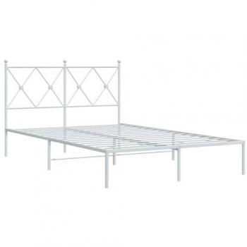Estructura de cama de metal con cabecero blanca 120x190 cm