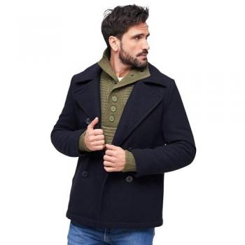 Chaqueta de Uniforme Brandit - Pea Coat - Tallas XXL a 4XL - para Hombre - Azul Marino