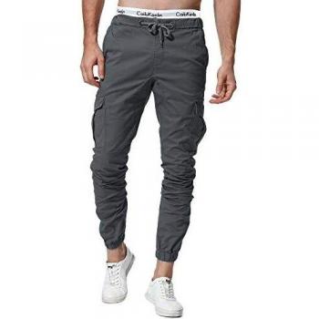 ZOEREA Pantalones Hombre Casuales Deporte Elásticos Joggers Largos Pants con Bolsillos Algodón Slim Fit Cargo Trouser de Hombres