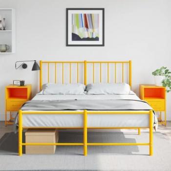 Mesitas de Noche 2 uds Acero Amarillo Mostaza 36x39x60,5 cm