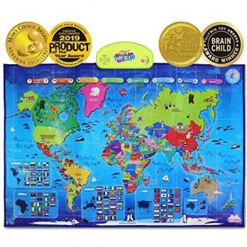 BEST LEARNING i-Poster My World Interactive Map - Educational Talking Toy for Boys and Girls Ages 5 to 12 Years Old for Kids