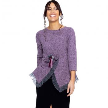 Mamatayoe - Sweater multiposición para mujer con manga 3/4, escote redondo y bajo rodeado de tul en color rosa