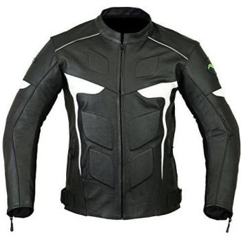Chaqueta de piel Ridex LJ2W para hombre con protección, para motocicleta, LJ-2W, negro, X-Large