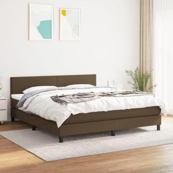 Cama box spring suave con colchón de tela marrón oscuro 180x200 cm
