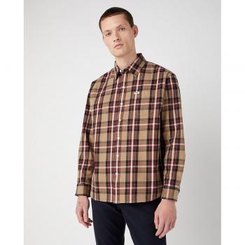 Wrangler - Camisa de hombre de corte classic de cuadros en color gris, corte holgado