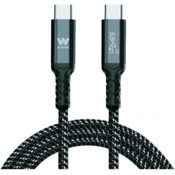 Woxter Cable Carga Rápida USB-C 3.1 100W Negro 2m - Tipo-C Macho a Tipo-C Macho, hasta 100W de potencia, velocidad de transferencia de datos de 10Gbps