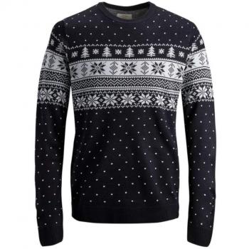 JACK & JONES Jortree Knit Crew Neck, suéter para Hombre, Total Eclipse, Small