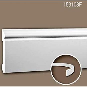 Zócalo 153108F Profhome - Perfil de estuco, Moldura flexible, Moldura decorativa estilo Neoclasicismo, color blanco, longitud 2 m