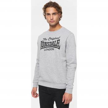 Lonsdale Burghead Classic Crew Neck Sweatshirt for Men, Marl Grey/Black, Regular Fit, XL