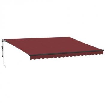 Toldo retráctil automático con LEDs burdeos 450x350 cm