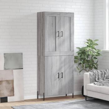 Aparador alto de madera contrachapada gris sonoma 69,5x34x180 cm