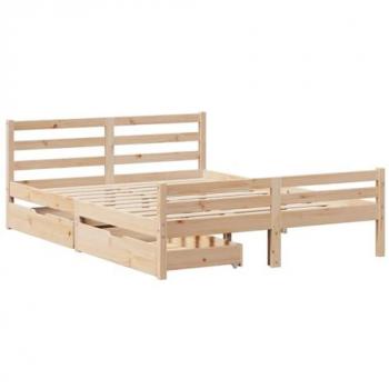 Estructura de cama sin colchón 140x190 cm en madera maciza de pino