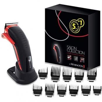 Remington Máquina de Cortar Pelo Salon Collection - Cortapelos con Cable e Inalámbrico, Acero Inoxidable Japonés, 150 min Autonomía, Doble Batería de Litio Negro y Rojo - HC9700