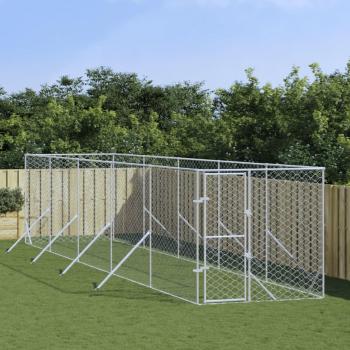 Outdoor Dog Kennel - Silver 2x10x2m Galvanised Steel Heavy-Duty Pet Enclosure