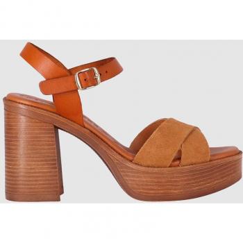 Sandalia Plataforma de Cuero GOTICA UP 05 para Mujer con Cierre de Hebilla Marrón (39), 8 a 10cm, Casual